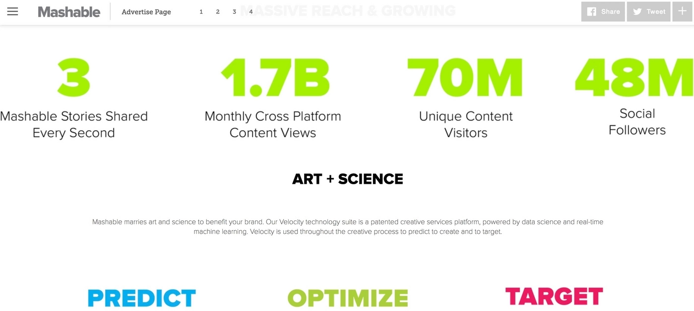 Mashable media kit example