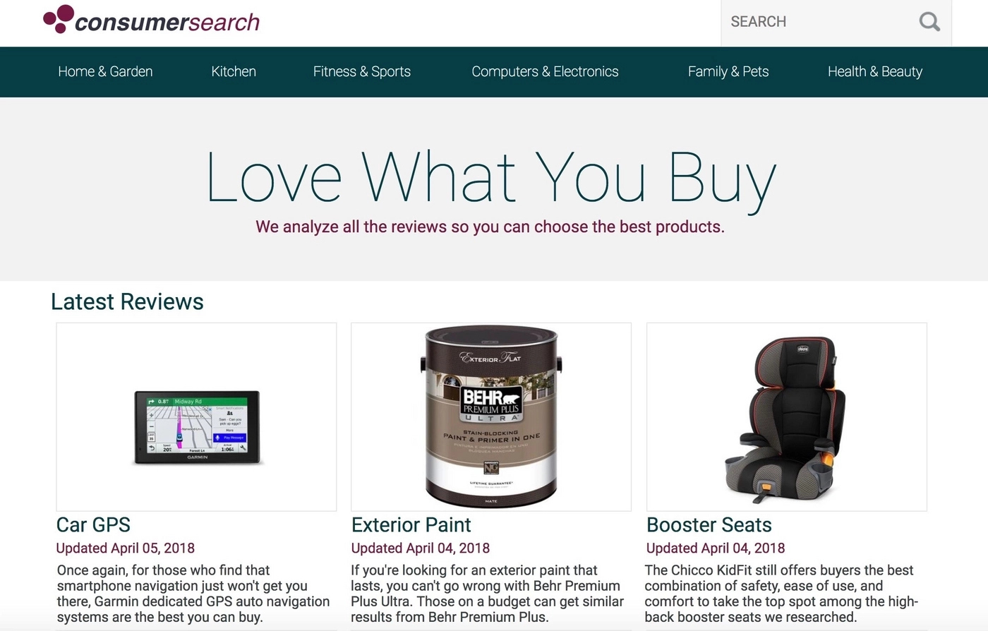 Amazon affiliate marketing example on ConsumerSearch
