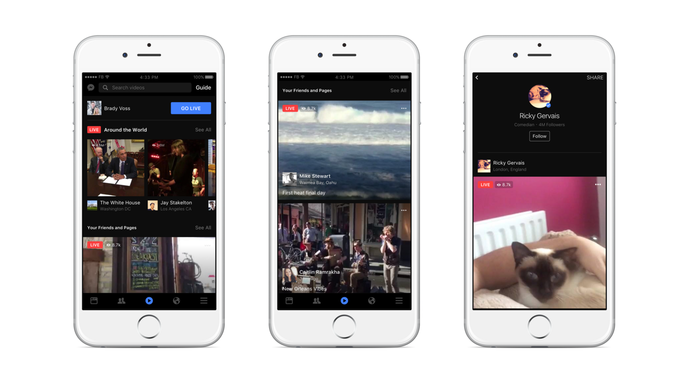 Examples of live streaming videos on mobile