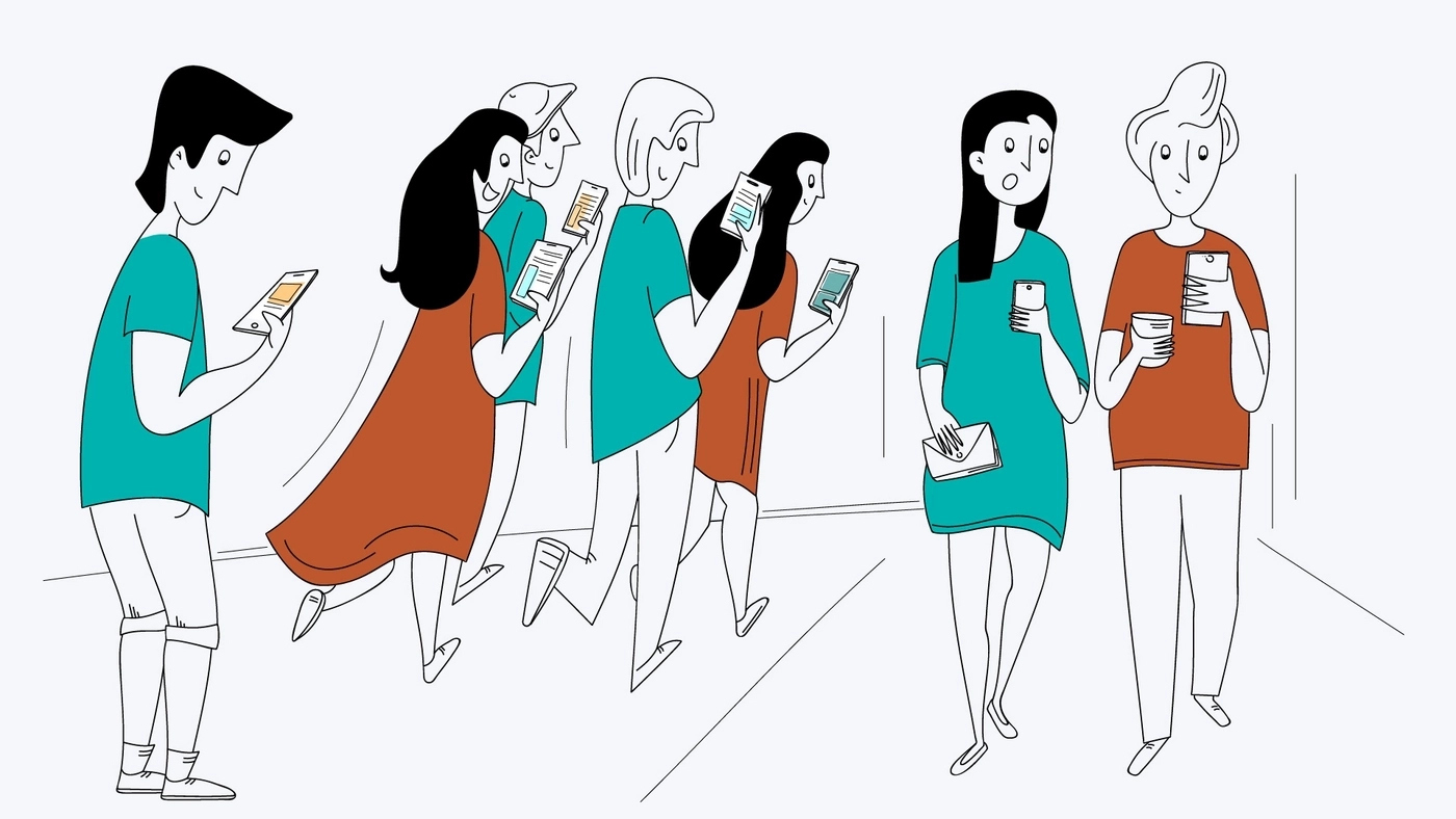 People use mobile gadgets to read world news